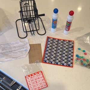 Classic Bingo Game Set with Cage and Markers missing 0/65 let that be free spot.